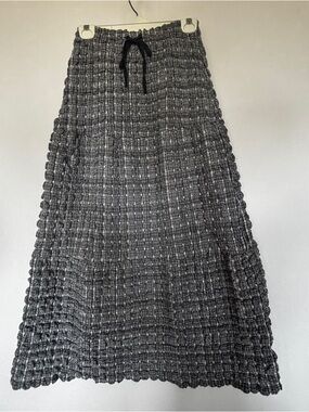 Bailey Rose XS Blue Plaid Bubble Maxi Skirt Drawstring Waist Boho Avant Garde